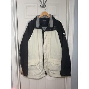 Vintage Nautica Men's Fleece Lined Winter Coat In Navy/Cream Size Large